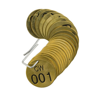 Picture of Brady Black on Brass Circle Brass Numbered Valve Tag with Header 23256 Numbered Valve Tag with Header (Main product image)