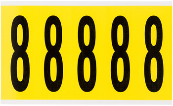 Picture of Brady 34 Series Black on Yellow Indoor Vinyl Cloth 34 Series 3460-8 Number Label (Main product image)