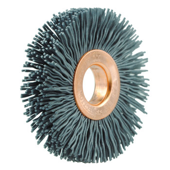 Weiler Nylox 17633 Wheel Brush - 2 in Dia - Crimped Round Nylon Bristle