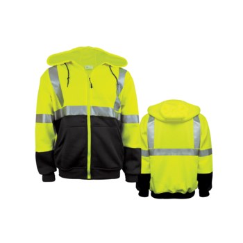Global Glove FrogWear HV Hooded Sweatshirt GLO-HS2-6XL - Size 6XL - Black/Hi-Vis Yellow - 29296