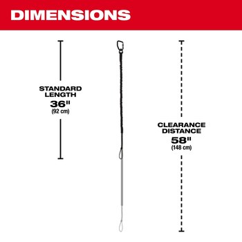 Milwaukee Locking Tool Lanyard 48-22-8815, 0.7 in x 36.3 in, Nylon/Rubber, Black - 50563