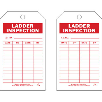 Picture of Brady Red on White Metal Grommet, Self-Laminating, Write-On Polyester Ladder 86610 Ladder Tag (Main product image)