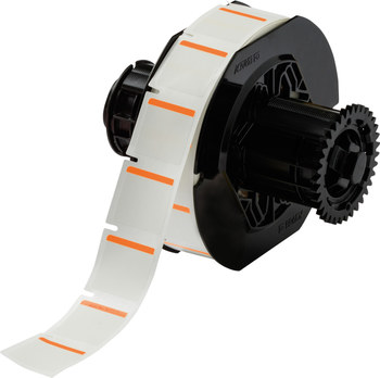 Brady B33-179-494-OR Thermal Transfer Printable Labels - 1 in x 1 in - Polyester - Orange / White - B-494 - 60965