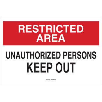 Picture of Brady B-555 Aluminum Rectangle White English Restricted Area Sign part number 40753 (Main product image)