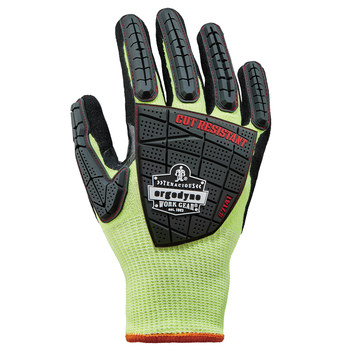 Ergodyne 7141 Lime Large Cut-Resistant Gloves - ANSI A4 Cut Resistance - Nitrile Palm & Fingers Coating - 17914
