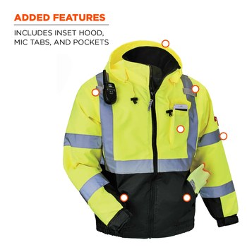 Ergodyne GloWear Work Jacket 8377 25624 - Size Large - Lime/Black