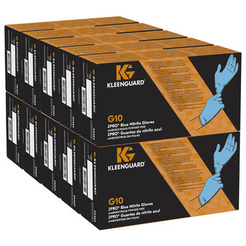 Kimberly-Clark KleenGuard G10 2PRO Blue Large Nitrile Powder Free Disposable Gloves - 6 mil Thick - 54423