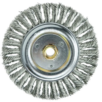 Weiler Dually 79814 Wheel Brush - 6 in Dia - Knotted - Stringer Bead Stainless Steel Bristle
