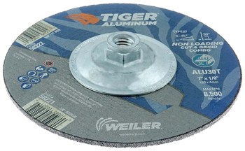 Weiler Tiger Aluminum Cut & Grind Wheel 58222 - 7 in - A/O Aluminum Oxide AO - 30 - T