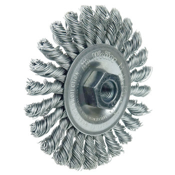 Weiler 13261 Wheel Brush - 4 in Dia - Knotted - Cable Twist Steel Bristle