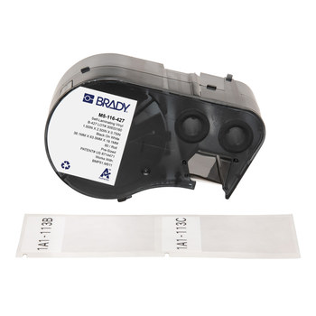 Picture of Brady Black on White, Clear Vinyl Thermal Transfer M5-116-427 Self-Laminating Wrap Around Labels (Main product image)