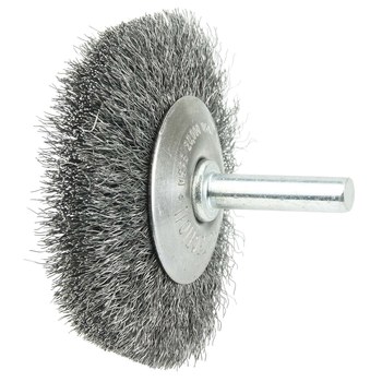 Weiler 17909 Wheel Brush - 2-1/2 in Dia - Crimped Steel Bristle