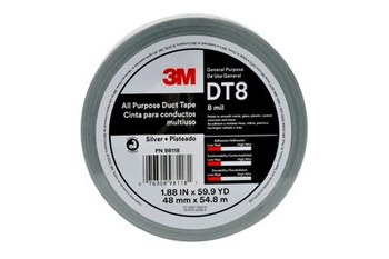 3M DT8 All Purpose Silver Duct Tape - 1.88 in Width x 25 yd Length - 8 mil Thick - 17320