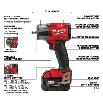 Milwaukee M18 FUEL High Torque Impact Wrench Kit 3010-22 - Li-Ion Battery - 18000 in/lb Max