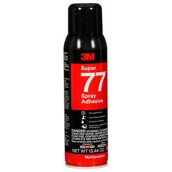 3M Super 77 Multipurpose Spray Adhesive Clear Aerosol 20 oz Aerosol Can - 86234 - 13.44 oz Net Weight