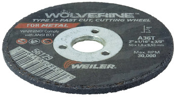 Weiler Wolverine Cut-Off Wheel 56129 - Type 1 (Straight) - 2 in - Aluminum Oxide - 36 - T