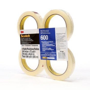 3M Scotch 600 Box Sealing Tape 74897, 3/4 in x 72 yd, Clear | RSHughes.com
