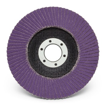 3M 769F Coated Type 29 Aluminum Oxide/Ceramic PSG Purple Flap Disc - 80+ Grit - Medium - 4 1/2 in Diameter - 7/8 in Center Hole - 05908