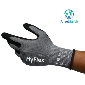 Ansell HyFlex Intercept 11-571 Grey/Black 8 Knitted Cut-Resistant Glove - ANSI A4 Cut Resistance - Nitrile Palm & Fingers Coating - 11571080