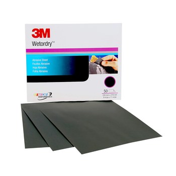 3M Imperial Coated Aluminum Oxide Black Sand Paper Sheet - 9 in Width x 11 in Length - Paper Backing - A Weight - P220 Grit - Very Fine - 02043
