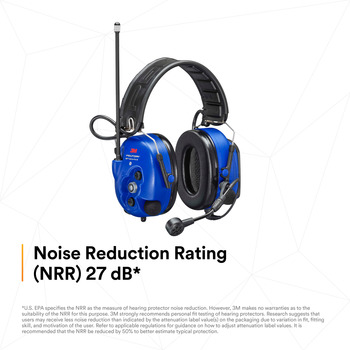 3M Peltor WS LiteCom PRO III MT73H7F4D10NA-50 Royal Blue Communication Headset - Li-ion Rechargeable Battery Powered - 28 dB NRR - 8-12 hr Li-Ion - 318640-06713