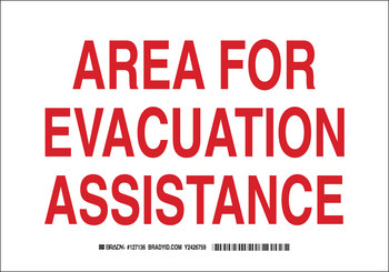Picture of Brady B-302 Polyester Rectangle White English Emergency Area Sign part number 127136 (Main product image)