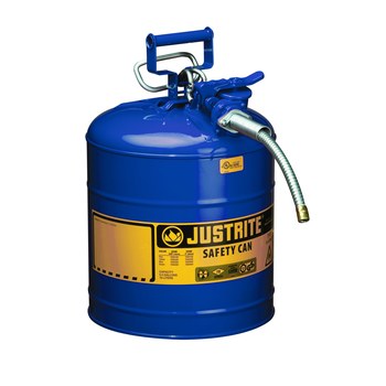 Picture of Justrite Accuflow Blue Steel Leak-Proof, Pressure-Relief Vent, Self-Closing 5 gal Safety Can (Main product image)