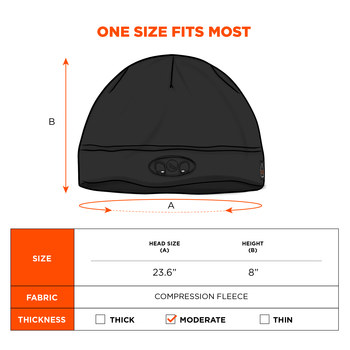 Ergodyne Black Universal Fleece Cold Weather Head Liner - 720476-16803