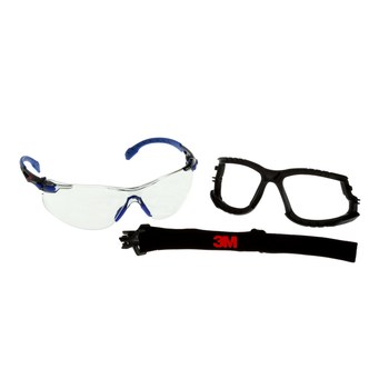 3M Scotchguard S1107SGAF-KT Universal Polycarbonate Safety Glasses Clear Lens - Black & Blue Frame - Frameless - 051131-27614