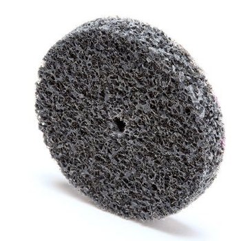 3M Scotch-Brite XL-UW Unitized Silicon Carbide Soft Deburring Wheel - Fine Grade - Arbor Attachment - 1 1/2 in Diameter - 1/8 in Center Hole - 1/4 in Thickness - 13714