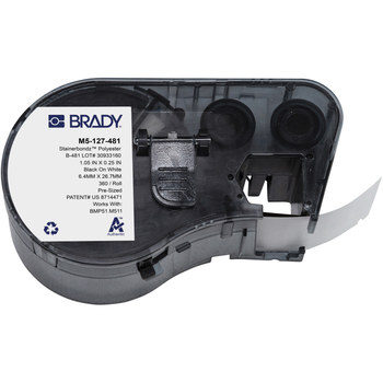 Picture of Brady StainerBondz Black on White Polyester Thermal Transfer M5-127-481 Microscope Slide Labels (Main product image)