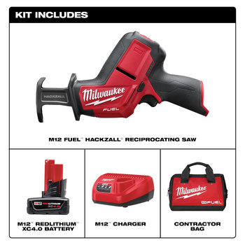 Milwaukee M12 FUEL HACKZALL Reciprocal Saw Kit 2520-21XC - 0.625 in Stroke Length - 3000 SPM
