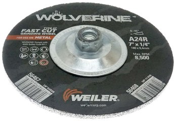 Weiler Wolverine Surface Grinding Wheel 56468 - 7 in - Aluminum Oxide - 24 - R