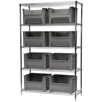 Picture of Akro-Mils AWS184813017 Stak-N-Store 2000 lb Adjustable Gray Chrome Steel Open Fixed Shelving System (Main product image)