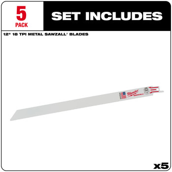 Milwaukee SAWZALL Reciprocating Saw Blade 48-00-5189 - 18 TPI - 0.75 in Width x 0.035 in Thick - Bi-Metal