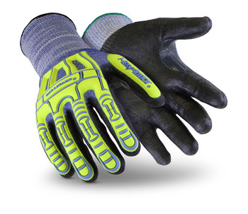 HexArmor Rig Lizard Thin Lizzie 2095 Blue/Yellow 9 Seamless Coated Cut-Resistant Gloves - ANSI A5 Cut Resistance - Polyurethane Palm & Fingers Coating - 2095-L (9)