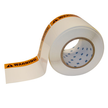 Picture of Brady Black / Orange on White Polyester Thermal Transfer THTEL-161-483-1-WA Die-Cut Thermal Transfer Printer Label Roll (Main product image)