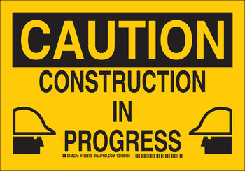 Picture of Brady B-401 Polystyrene Rectangle Yellow English Construction Site Sign part number 126871 (Main product image)