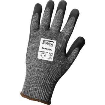 Global Glove Samurai CRX6 Salt & Pepper XL Cut-Resistant Glove - ANSI A6 Cut Resistance - Nitrile Palm & Fingertips Coating - CRX6/XL