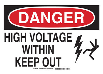 Picture of Brady B-120 Fiberglass Reinforced Polyester Rectangle White English Electrical Safety Sign part number 87667 (Main product image)