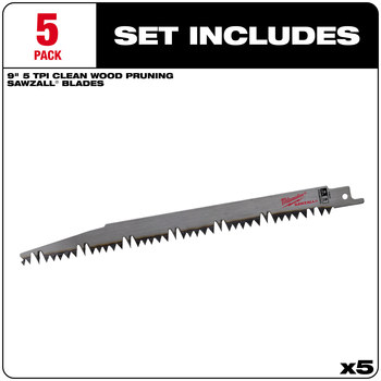 Milwaukee SAWZALL Reciprocating Saw Blade 48-00-1301 - 5 TPI - 0.75 in Width x 0.049 in Thick - Bi-Metal