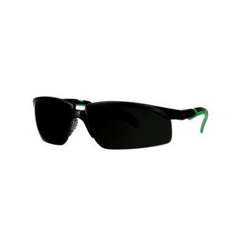 3M Solus 2000 Series Safety Glasses S2050AS-BLK - Anti-Scratch Low IR Gray Lens - Black/Green Ratcheting Temples
