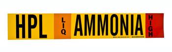 Picture of Brady Black / Orange / Red / White on Yellow Vinyl 90446 Self-Adhesive Pipe Marker (Main product image)