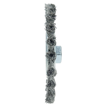 Weiler Wolverine 36224 Wheel Brush - 6 in Dia - Knotted - Standard Twist Steel Bristle
