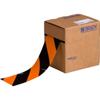 Brady ToughStripe Black / Orange Floor Marking Tape - 3 in Width x 100 ft Length - 0.008 in Thick - 84524