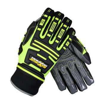 PIP Maximum Safety Roustabout KVW 120-5275 Black/Gray/Yellow Large Synthetic Kevlar/Synthetic Leather/Spandex Work Gloves - TPR Palm & Fingers Coating - 10.5 in Length - 120-5275/L