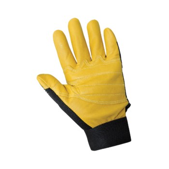 Global Glove Gripster SG2008 Black/Yellow Large Goatskin Leather/Rubber/Spandex Mechanic's Gloves - SG2008/LG