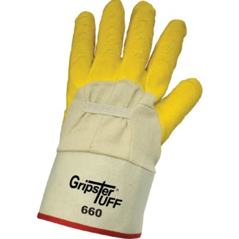 Global Glove Gripster Tuff Natural Universal Five-Piece Cotton Canvas Work Gloves - Rubber Coating - Rough Finish - 660