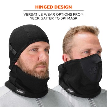 Ergodyne N-Ferno 6827 Black Neoprene/Polyester Fleece Cold Weather Balaclava Hood - Hook & Loop - 720476-16827