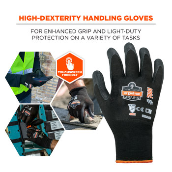 Ergodyne ProFlex 7001 Black Large Nylon Work Gloves - Nitrile Palm & Fingers Coating - 17954